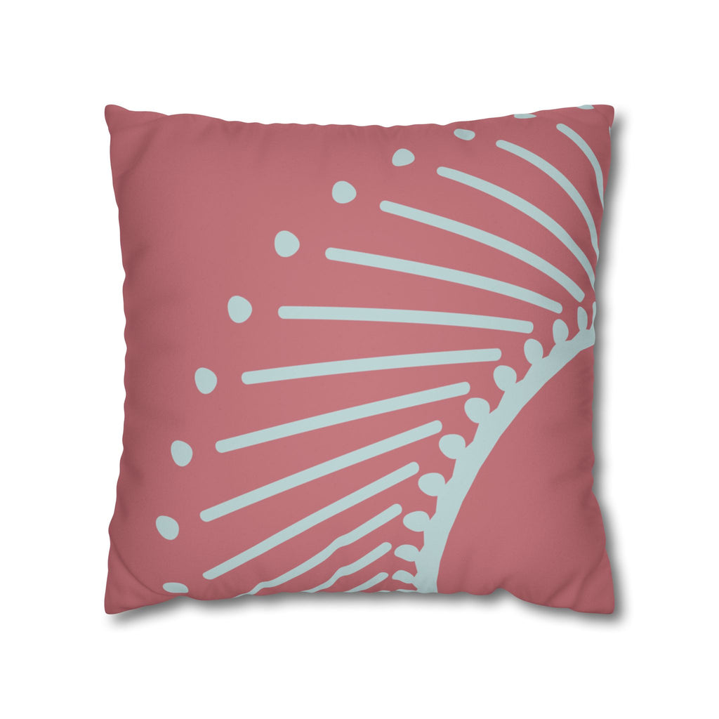 Coral Sunburst Faux Suede Pillow Cover