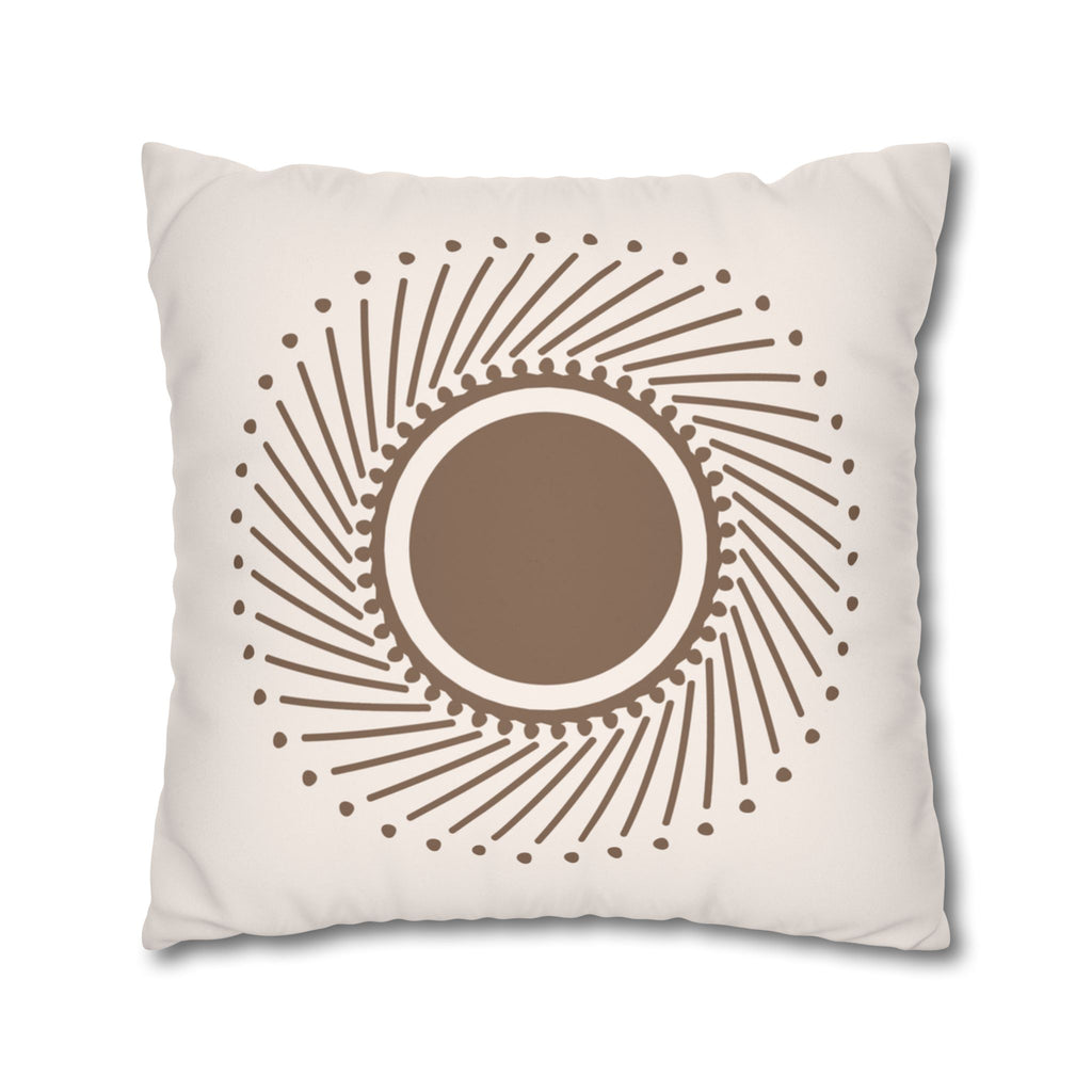 Boho Brown Sunburst Faux Suede Pillow Cover