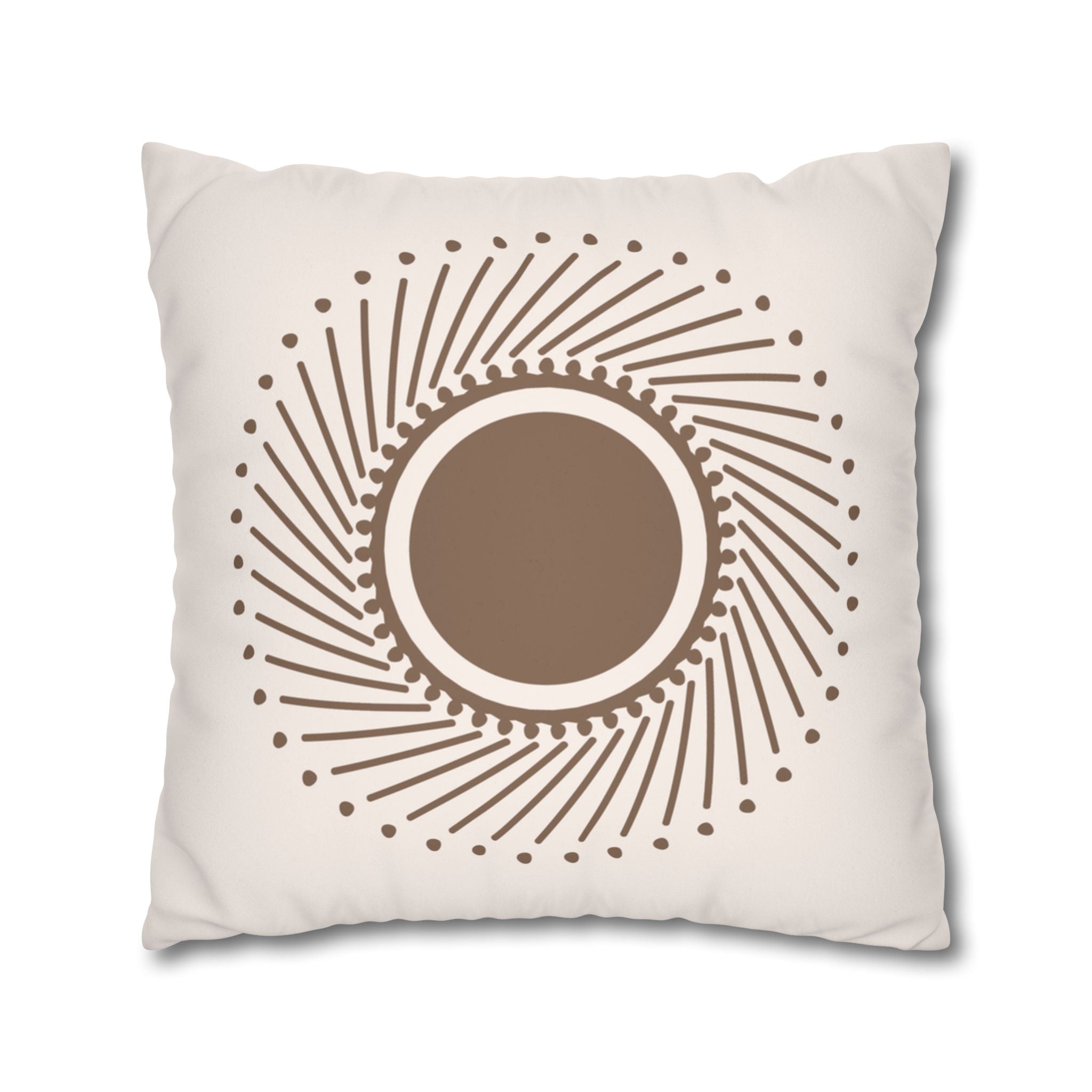 Boho Brown Sunburst Faux Suede Pillow Cover