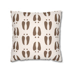 Neutral Brown Deer Tracks Pattern Faux Suede Pillow Cover
