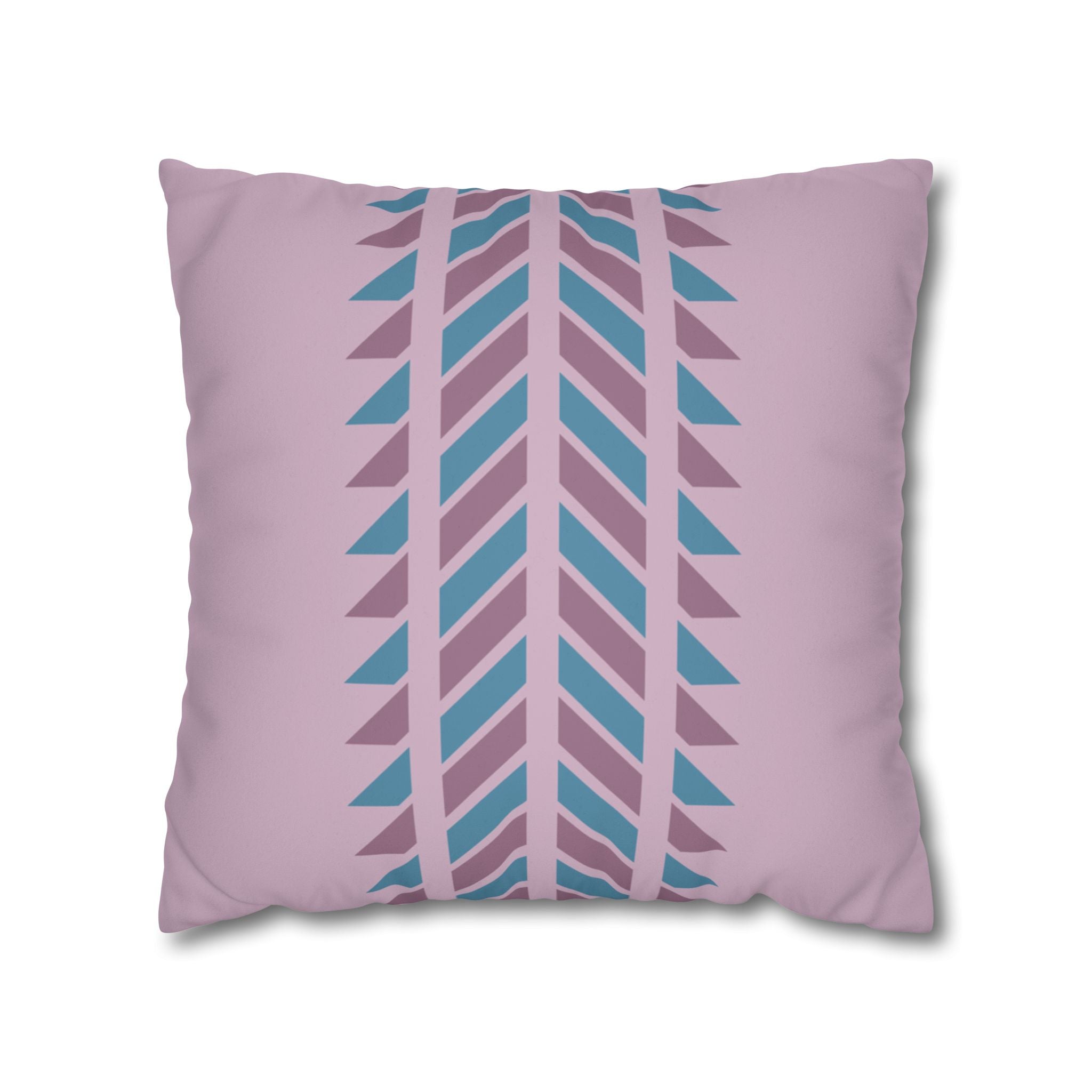 Purple and Teal Geometric Chevron Faux Suede Pillow Cover