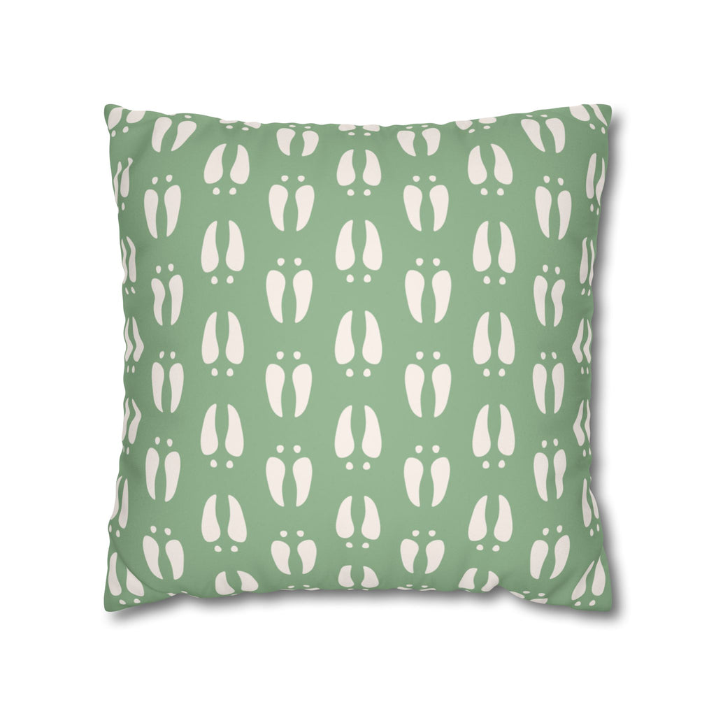 Green Deer Tracks Pattern Faux Suede Pillow Cover