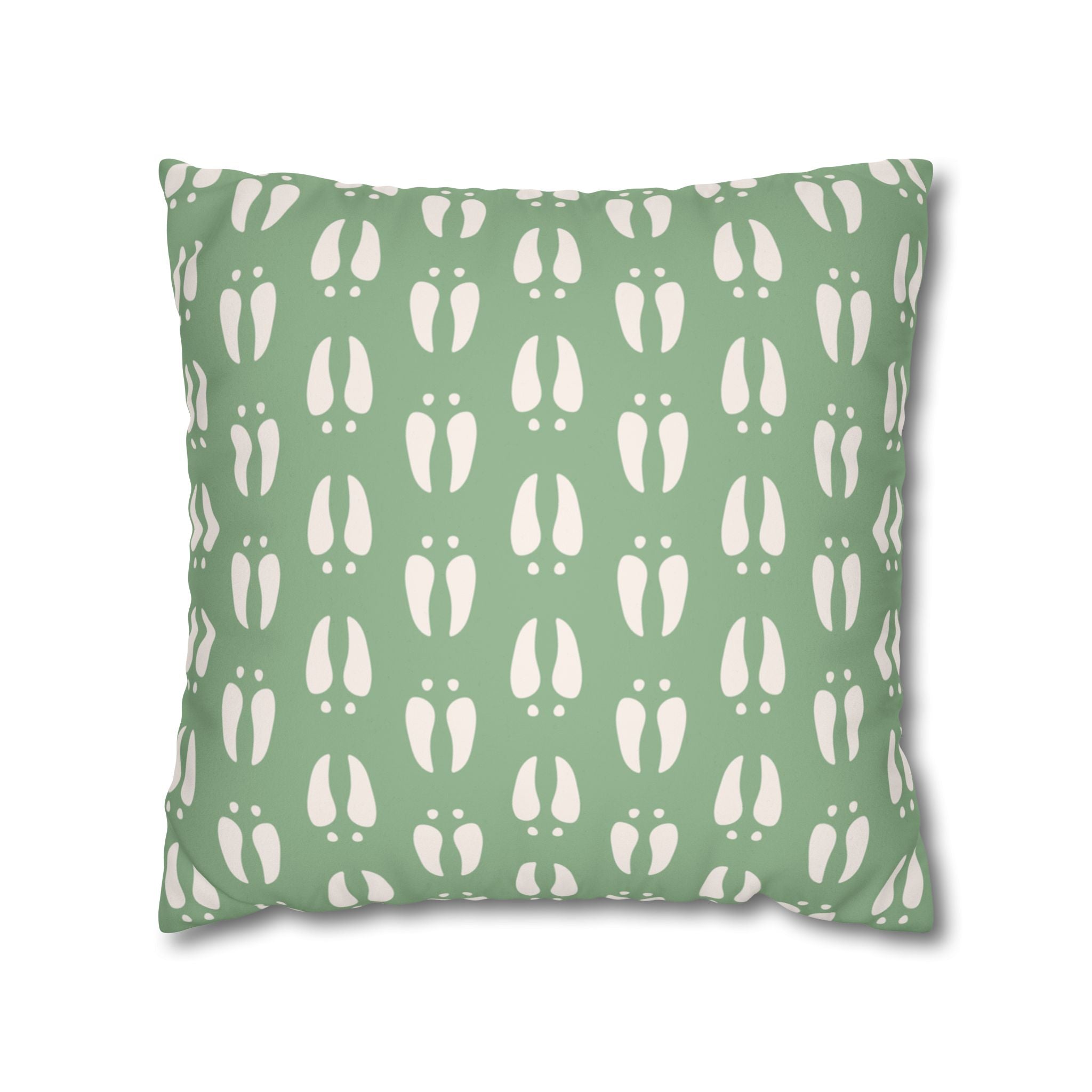 Green Deer Tracks Pattern Faux Suede Pillow Cover