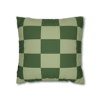 Green Checkered Faux Suede Pillow Cover