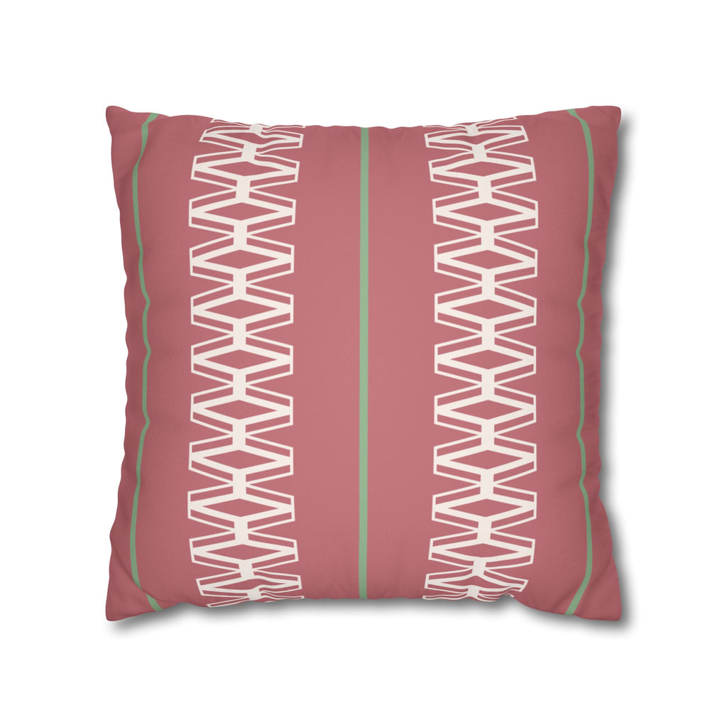 Pink Geometric Stripes Faux Suede Pillow Cover