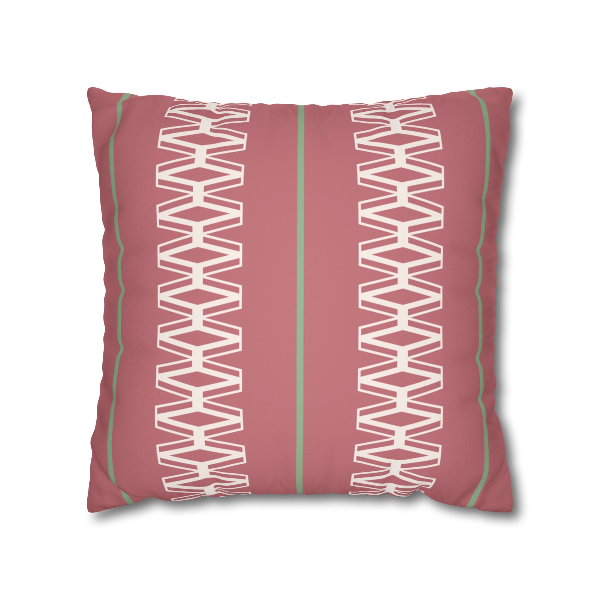 Pink Geometric Stripes Faux Suede Pillow Cover