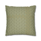 Olive Green Scroll Pattern Faux Suede Pillow Cover
