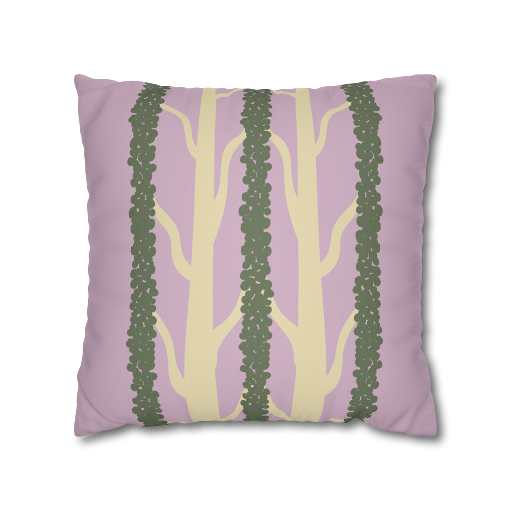Botanical Stripe Faux Suede Pillow Cover