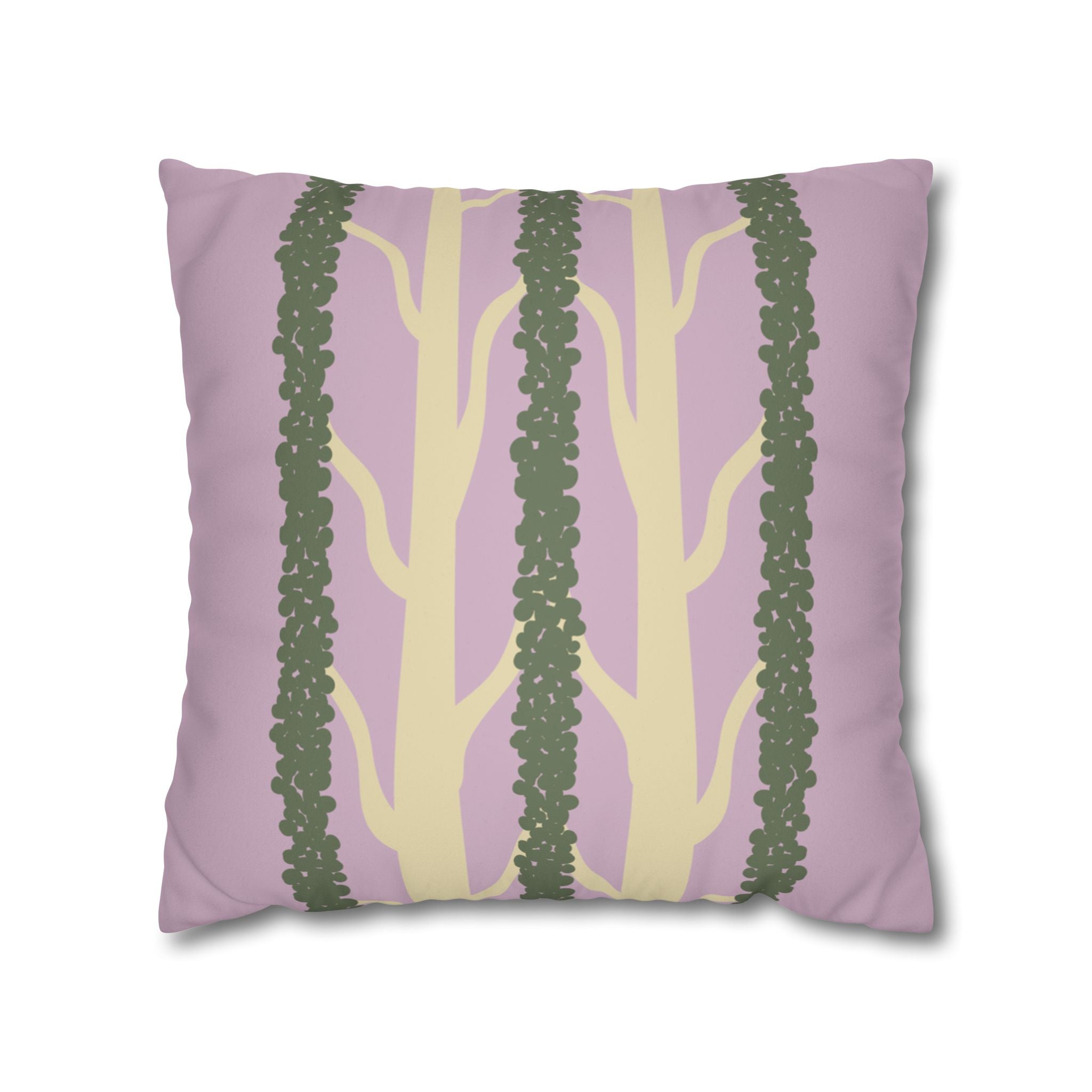 Botanical Stripe Faux Suede Pillow Cover