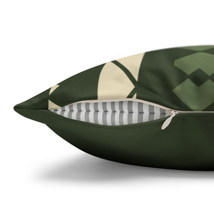 Green Aztec Faux Suede Pillowcase — Square Decorative Throw Pillow Cover