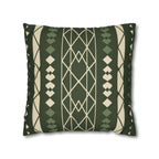 Green and Creme Geometric Faux Suede Pillow Cover