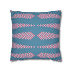 Blue & Pink Chevron Arrows Pattern Faux Suede Pillow Cover