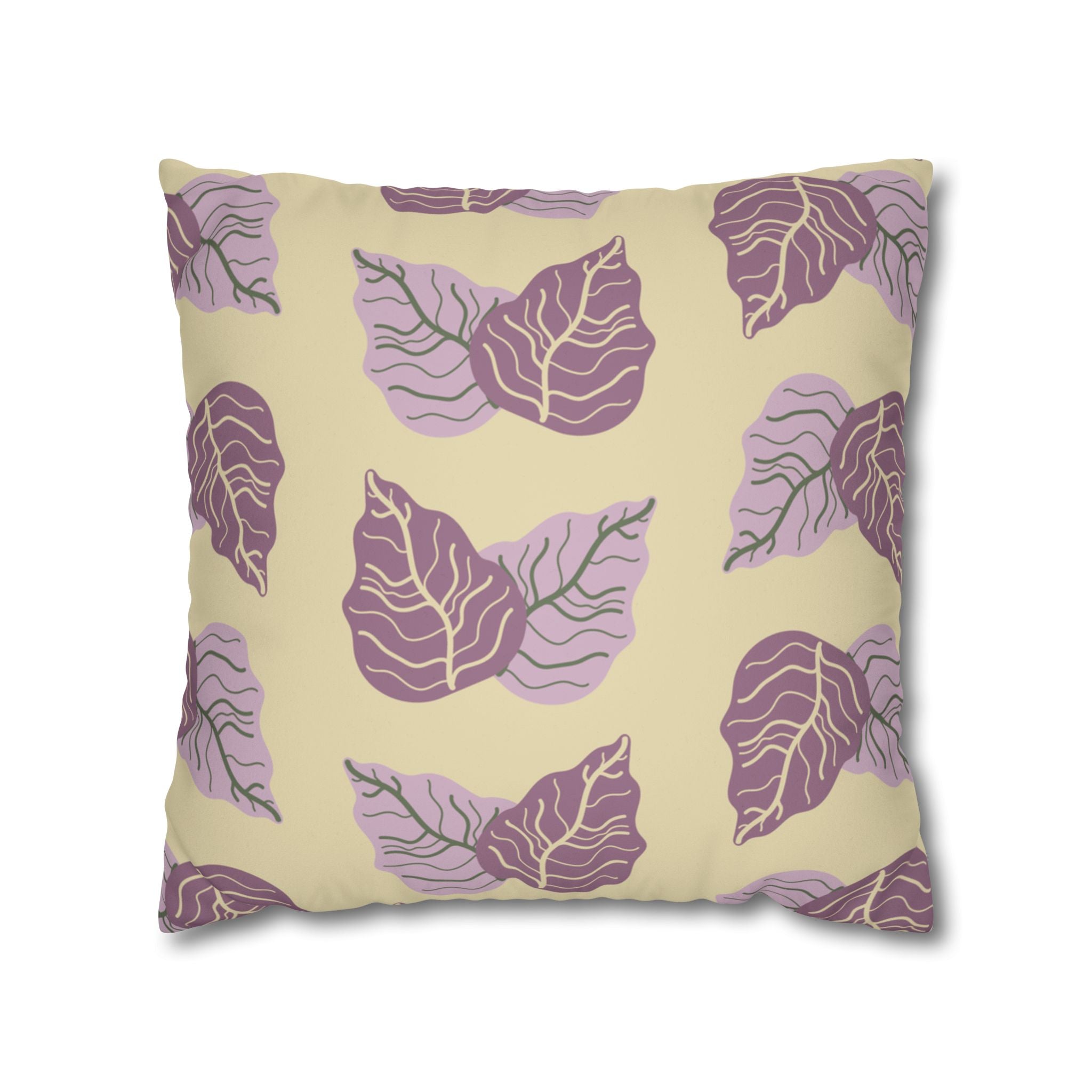 Cabbage Leaves Pattern Faux Suede Pillow Cover