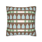Brown, Aqua, & Green Geometric Faux Suede Pillow Cover