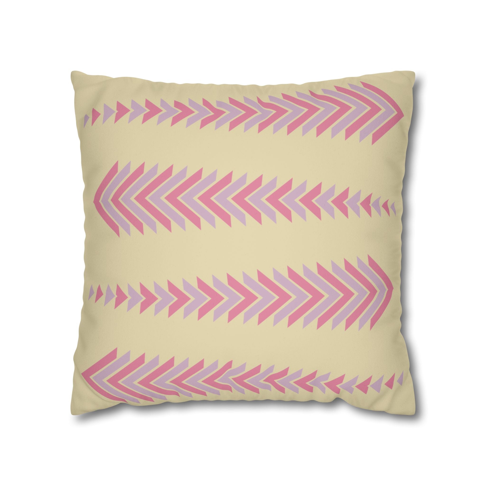 Boho Pink Chevron Arrows Faux Suede Pillow Cover