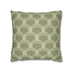 Sage Scalloped Arcs Faux Suede Pillow Cover