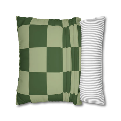 Green Checkerboard Faux Suede Pillowcase