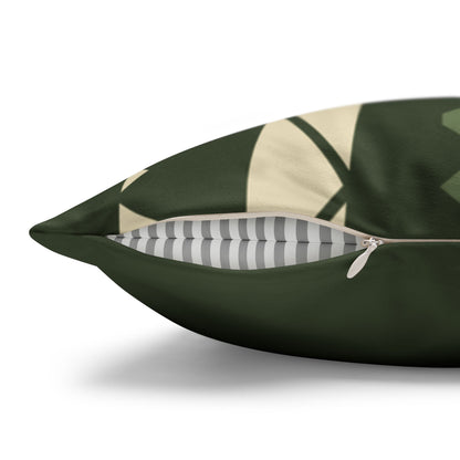 Green Aztec Faux Suede Pillowcase — Square Decorative Throw Pillow Cover