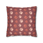 Terracotta Fox Print Tracks Faux Suede Pillow Cover