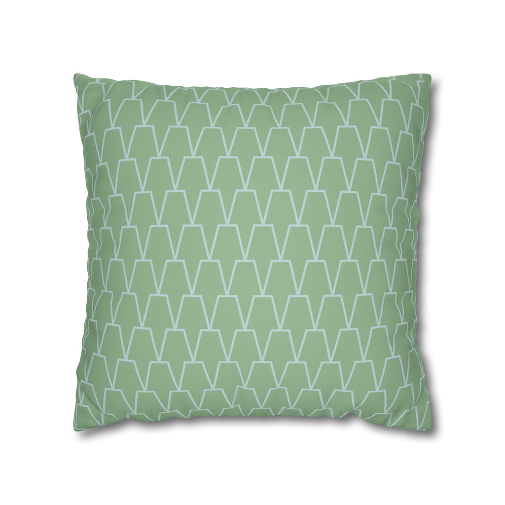 Sage Geometric Faux Suede Pillow Cover