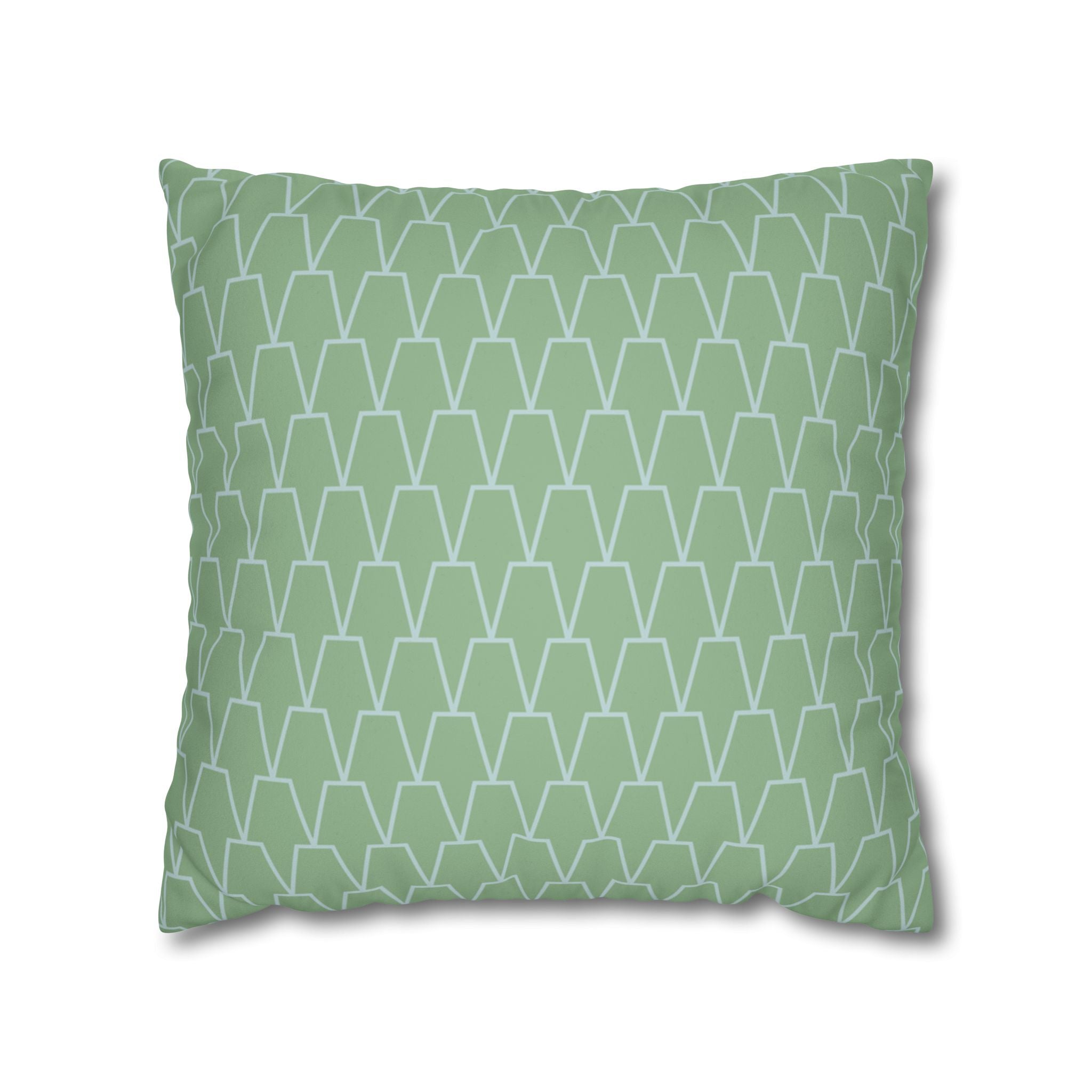 Sage Geometric Faux Suede Pillow Cover