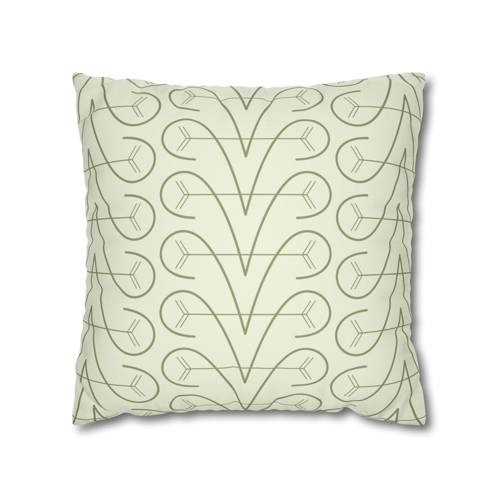 Sage Geometric Scroll Pattern Faux Suede Pillow Cover