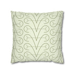 Sage Geometric Scroll Pattern Faux Suede Pillow Cover