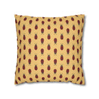 Retro Yellow Ochre Ladybugs Faux Suede Pillow Cover