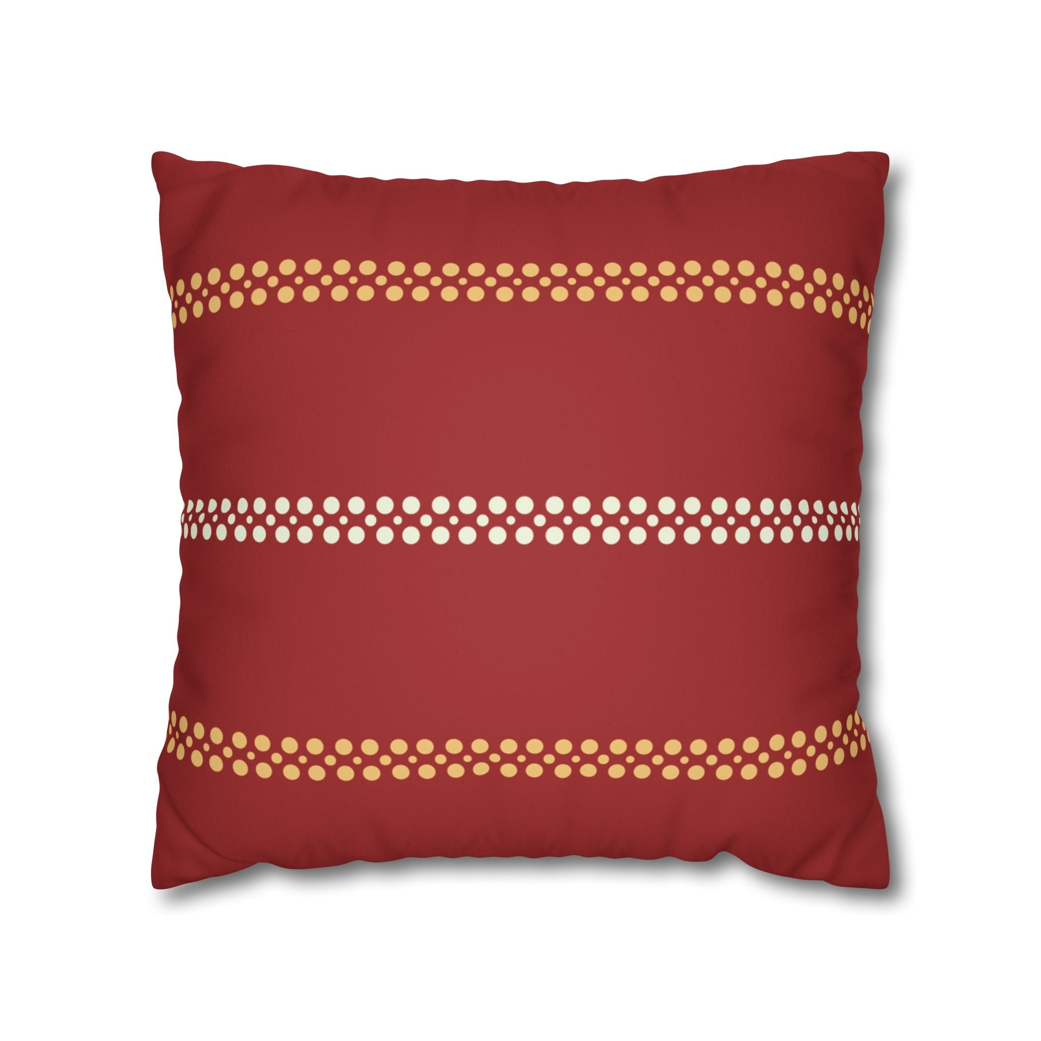 Rustic Red and Polka Dots Faux Suede Pillow Cover