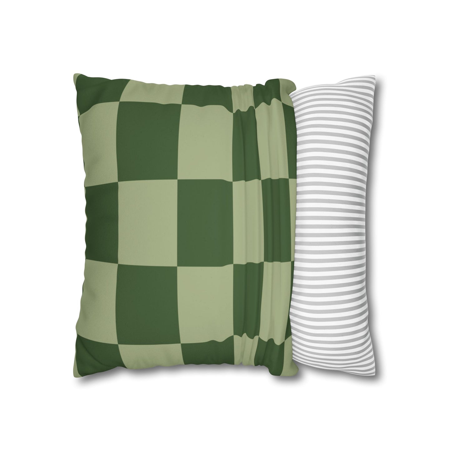 Green Checkerboard Faux Suede Pillowcase