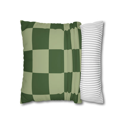 Green Checkerboard Faux Suede Pillowcase