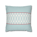 Geometric Aqua, White, and Pink Faux Suede Pillow Cover