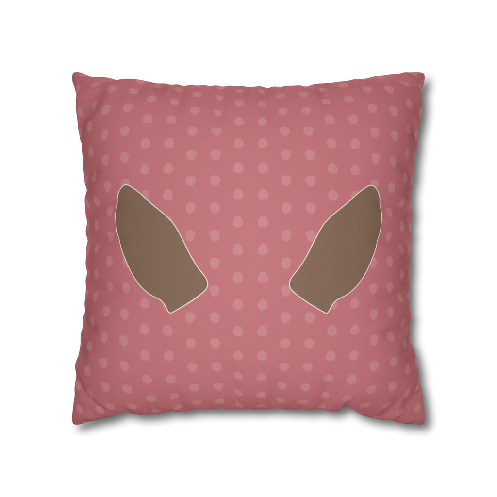 Pink Deer Ears with Spots Pattern Faux Suede Pillow Cover