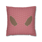 Pink Deer Ears with Spots Pattern Faux Suede Pillow Cover