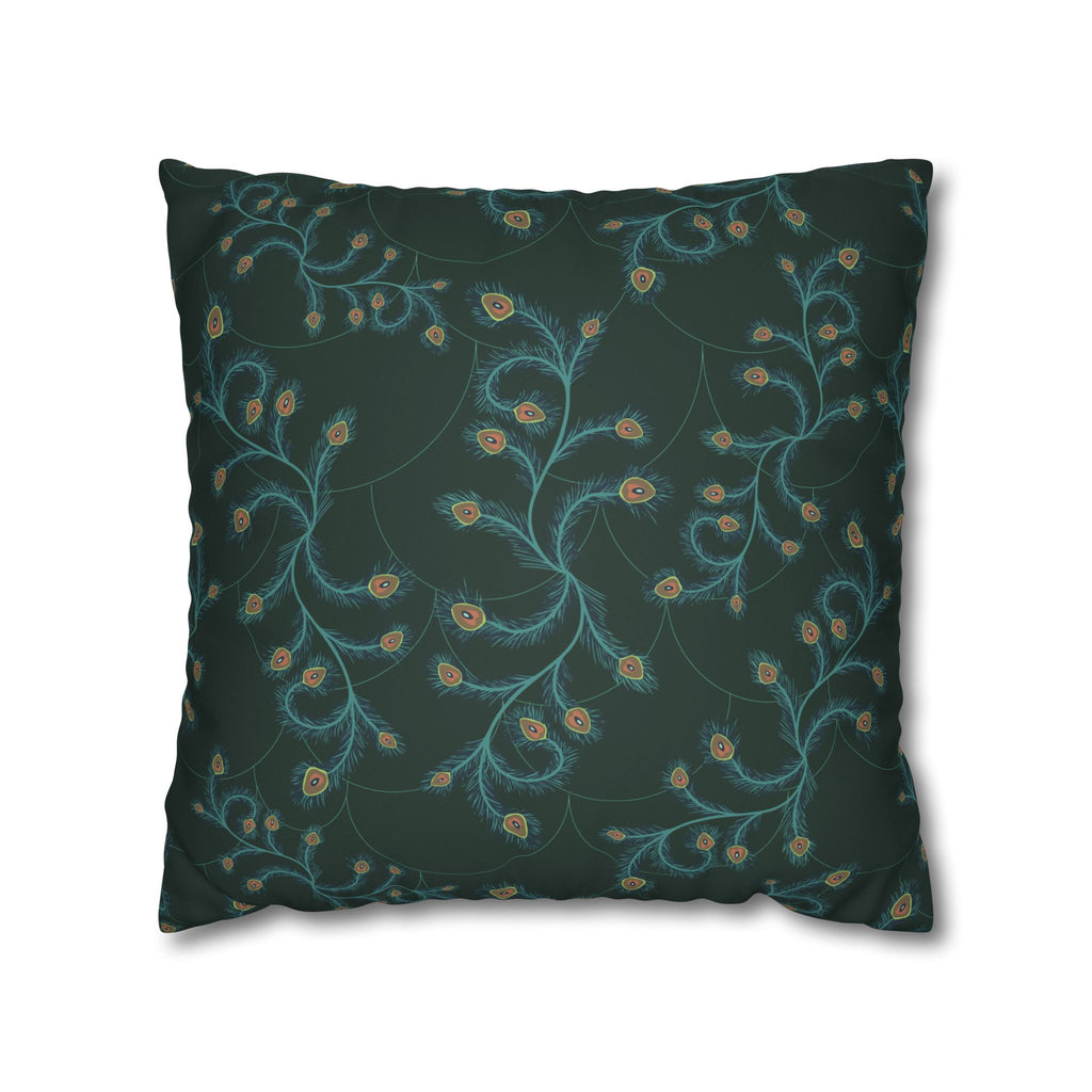 Sage Peacock Fern Faux Suede Pillow Cover