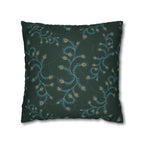Sage Peacock Fern Faux Suede Pillow Cover