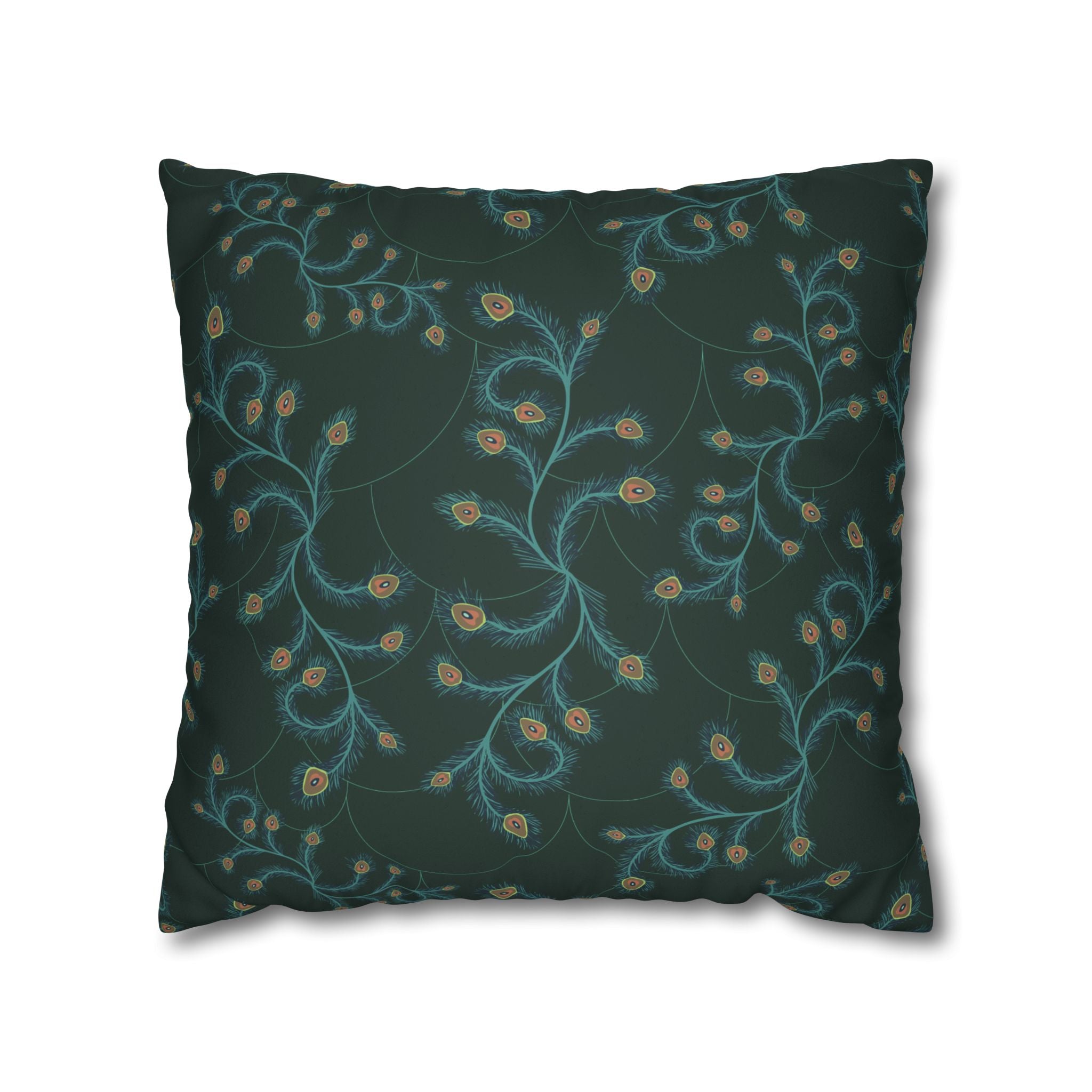 Sage Peacock Fern Faux Suede Pillow Cover