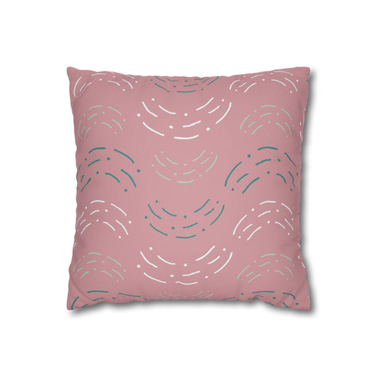 Pink Abstract Arc Faux Suede Pillowcase