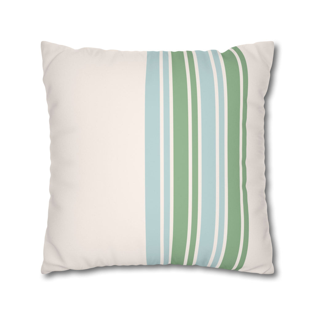 Green and Blue Striped Faux Suede Pillow Cover