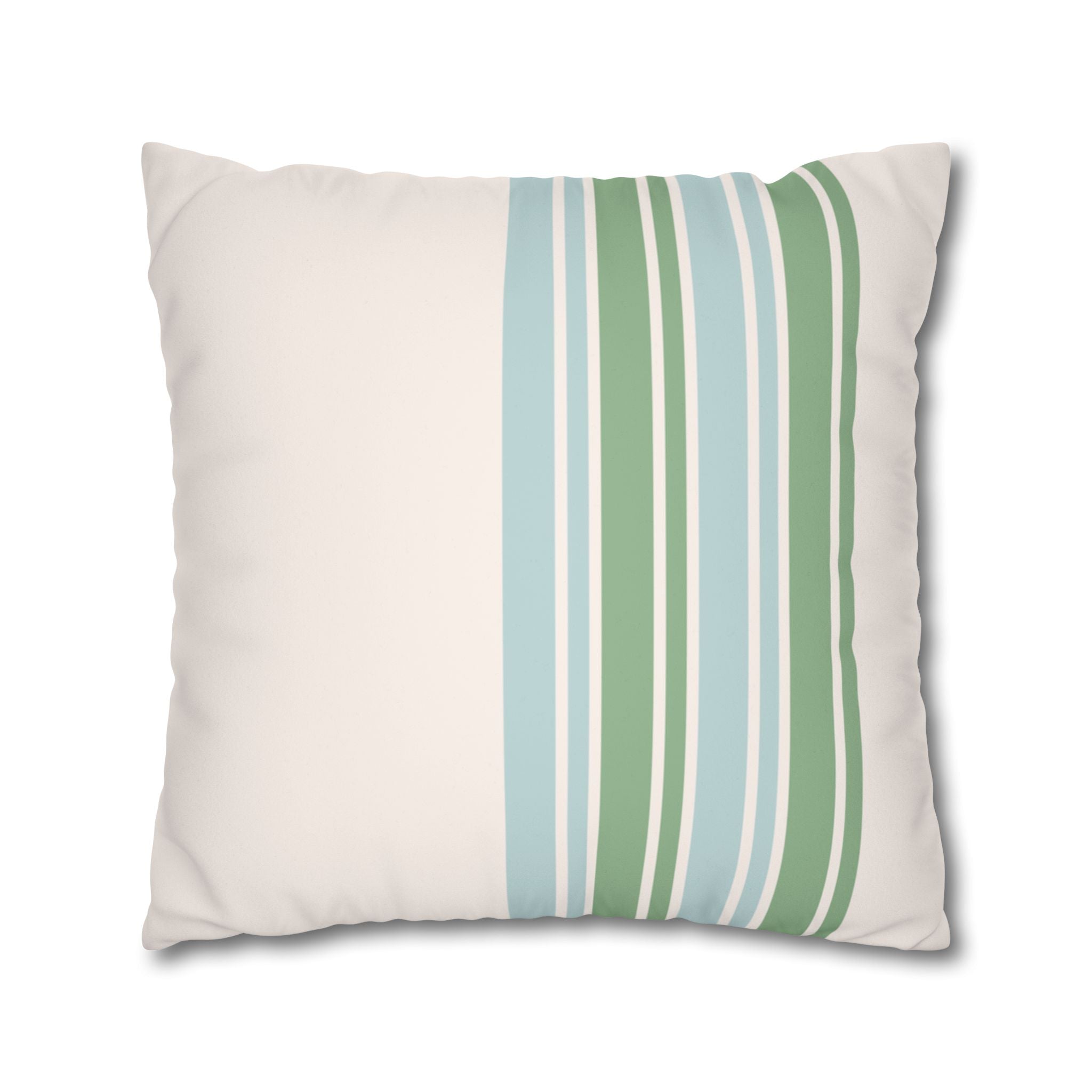 Green and Blue Striped Faux Suede Pillow Cover