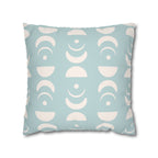 Moon Phase Pastel Blue Geometric Faux Suede Pillow Cover