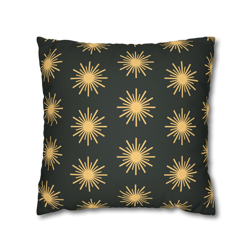 Sunbursts with Black Faux Suede Pillow Cover