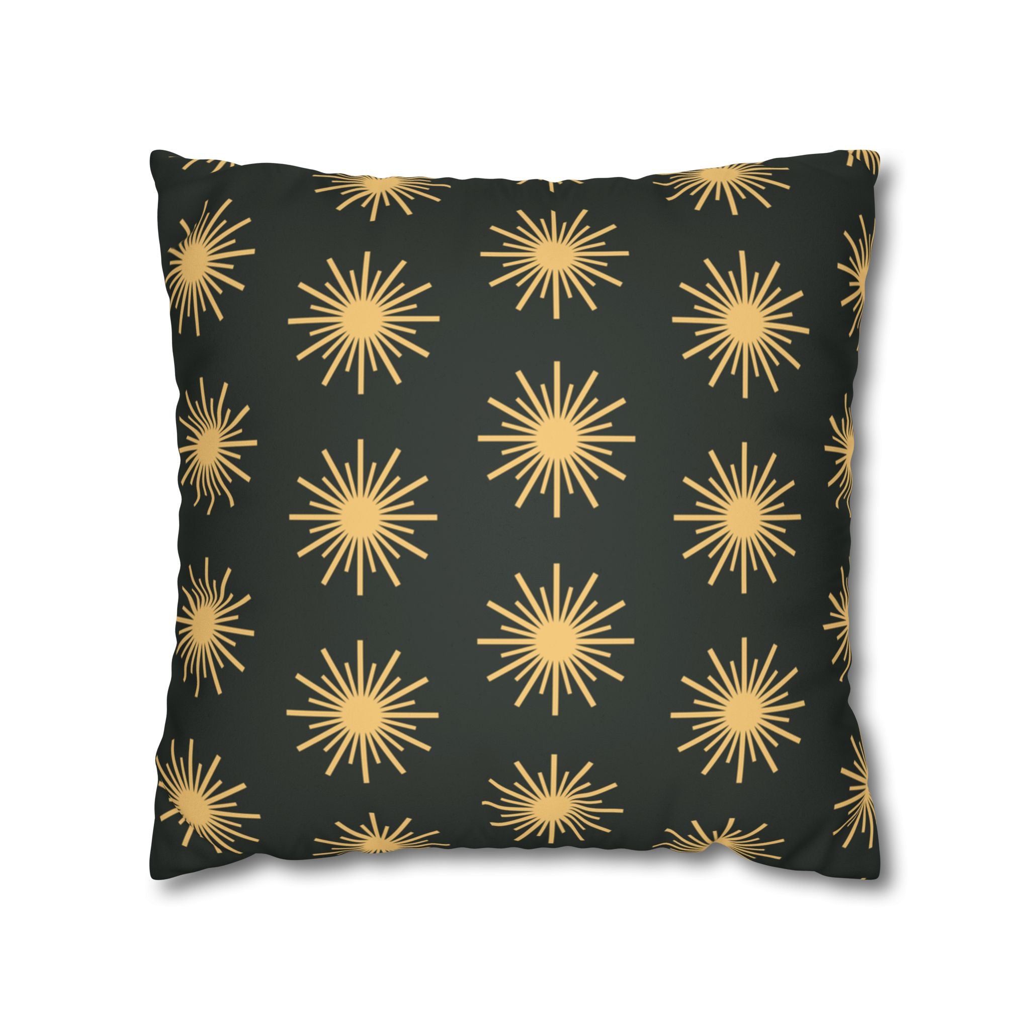 Sunbursts with Black Faux Suede Pillow Cover