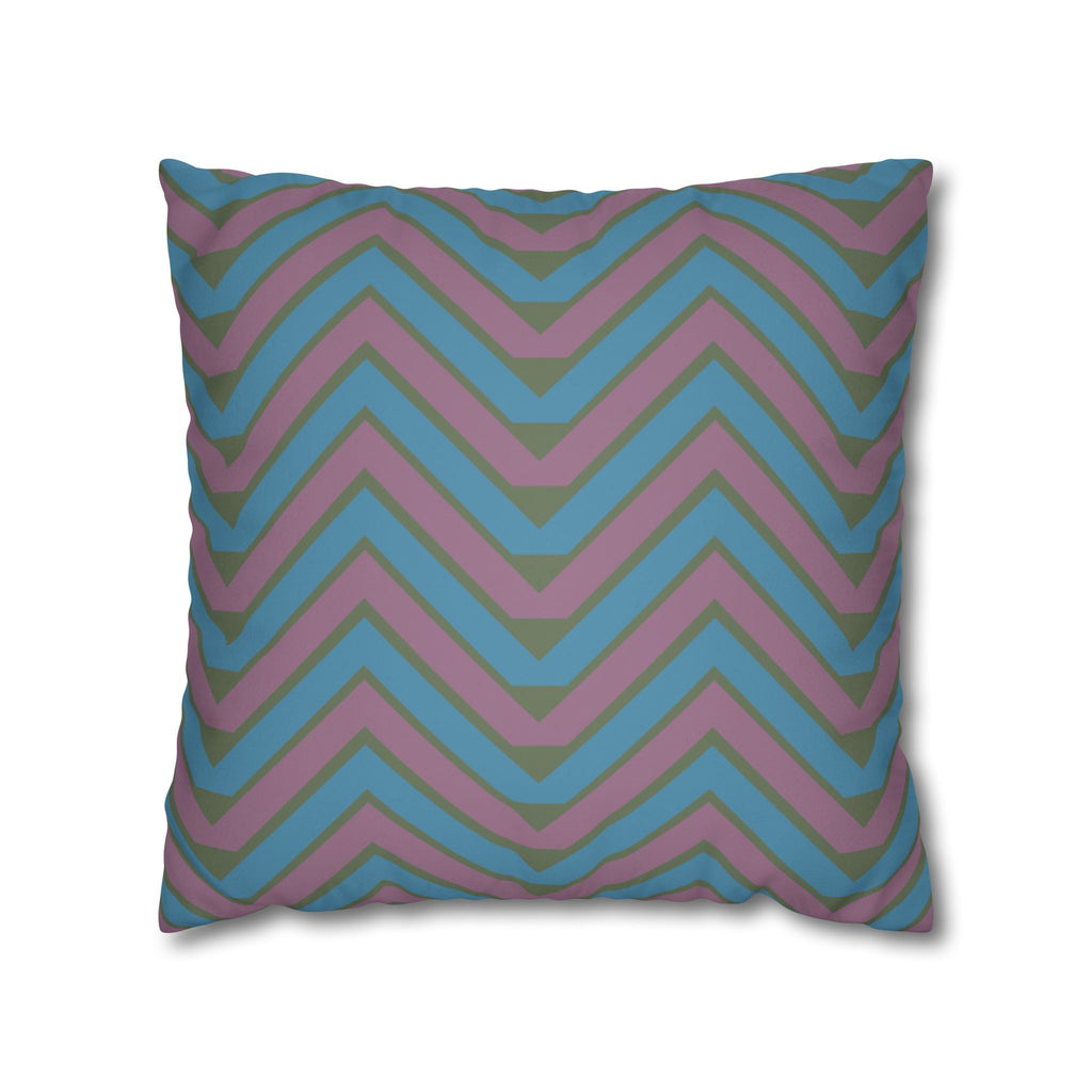 Teal & Mauve Chevron Faux Suede Pillow Cover
