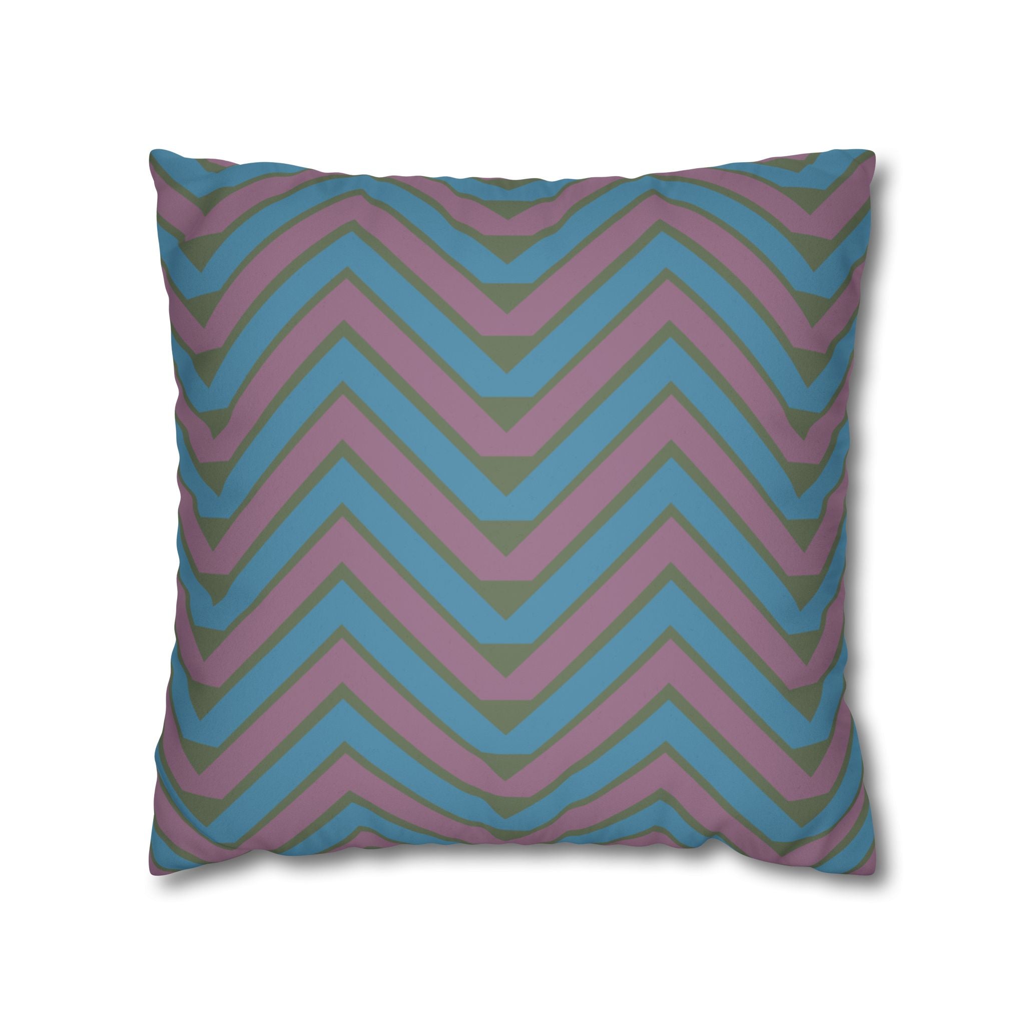 Teal & Mauve Chevron Faux Suede Pillow Cover