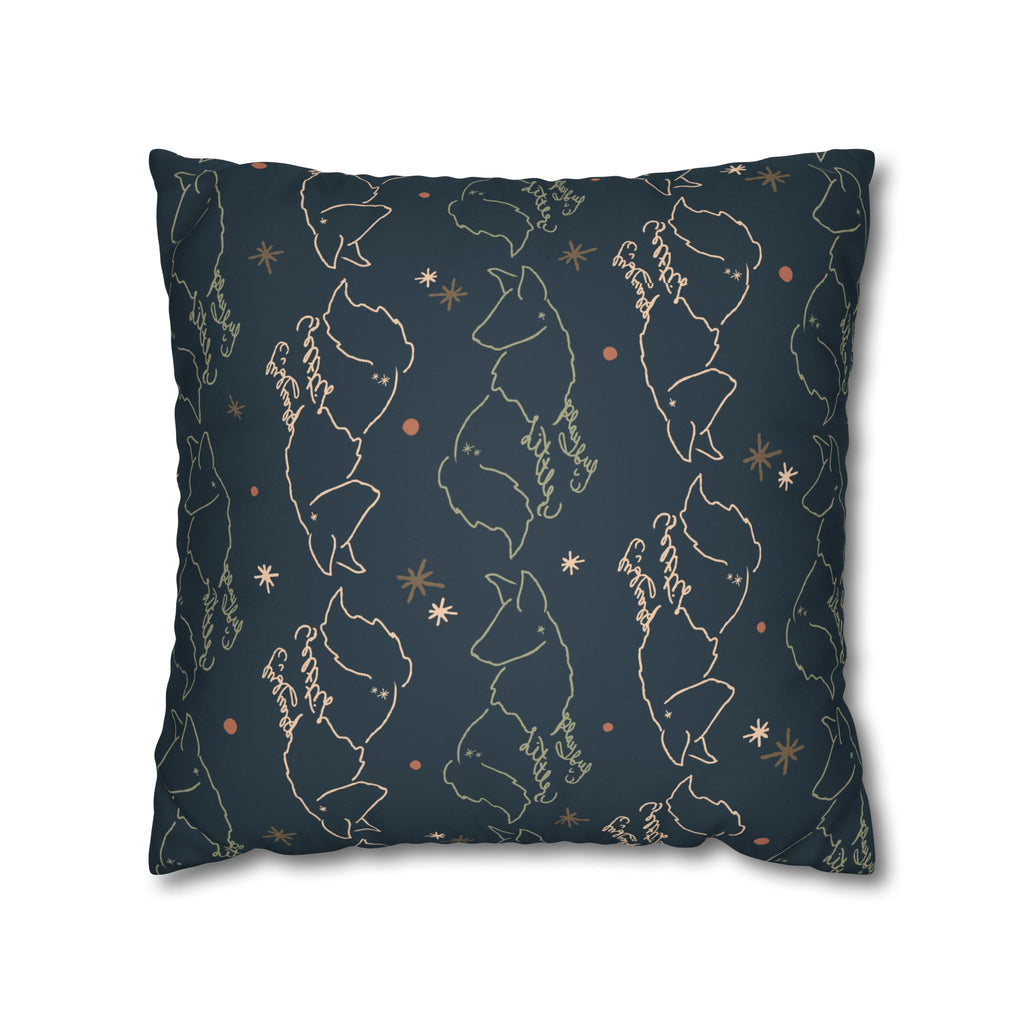 Twilight Night Stars and Foxes Faux Suede Pillow Cover