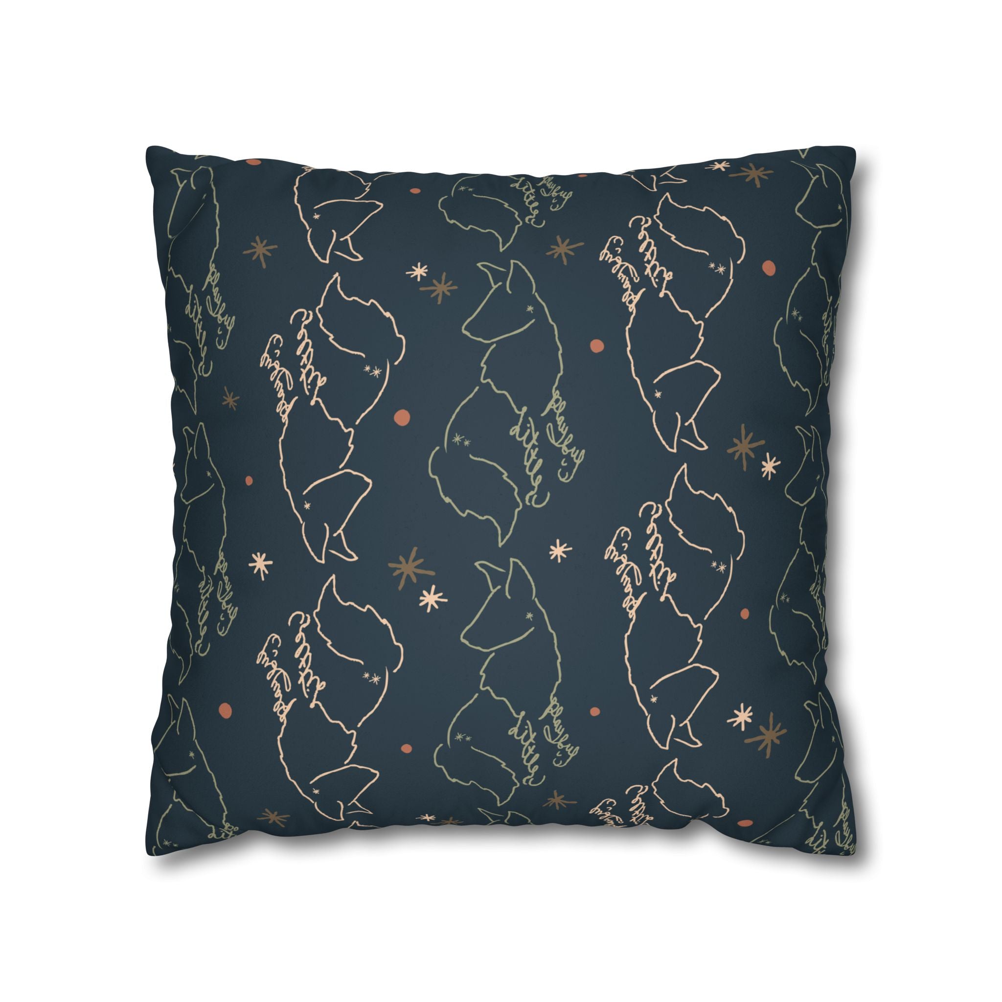 Twilight Night Stars and Foxes Faux Suede Pillow Cover