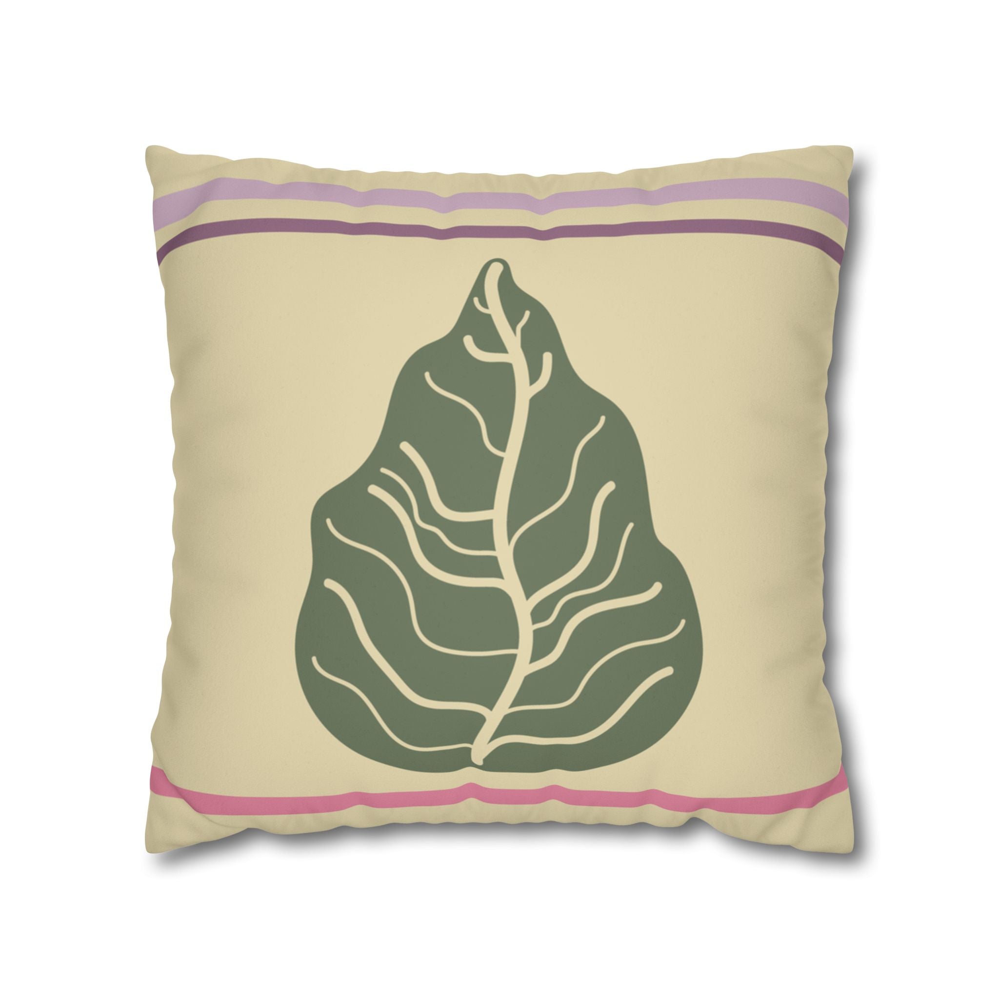 Green Cabbage Leaf Faux Suede Pillow Cover