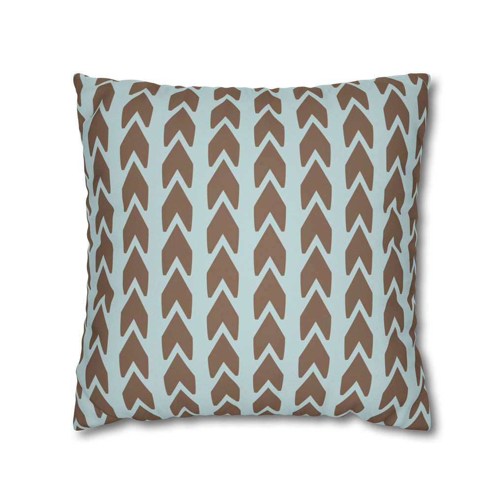 Aqua & Brown Geometric Arrow Stripes Faux Suede Pillow Cover
