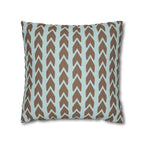 Aqua & Brown Geometric Arrow Stripes Faux Suede Pillow Cover